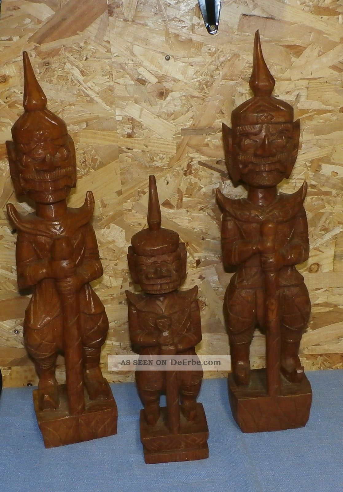 3 Holzfiguren,  Fernöstliche Motive,  Handgefertigt Holzarbeiten Bild