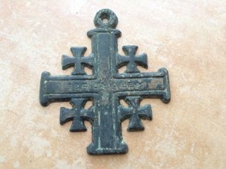 Sehr Alter Großer Anhänger Jerusalem Kreuz,  Bronze/kupfer.  Genaues Alter Unbekant Bild