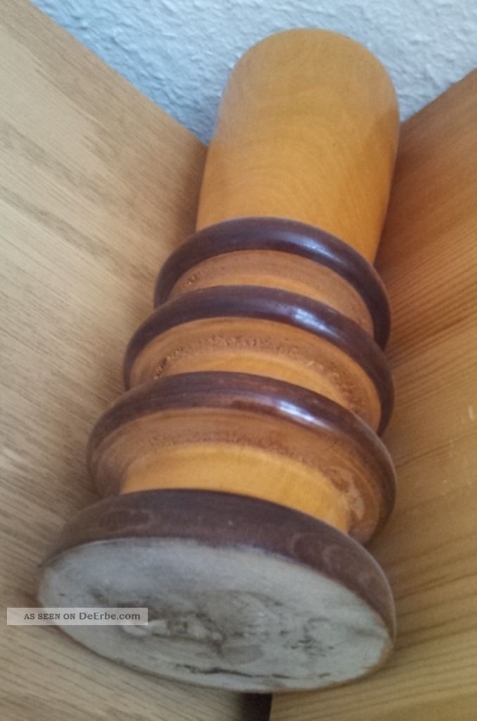 Alte Glänzend Lackierte Holz - Vase,  Hell - Und Dunkelbraun Holzarbeiten Bild