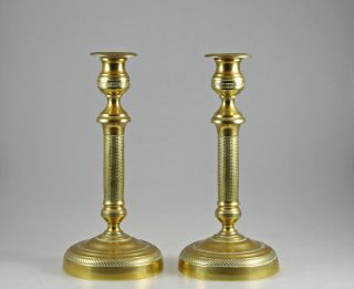 Paar Französische Empire Bronze Kerzenleuchter Um 1840 Kerzenhalter Leuchter Bild