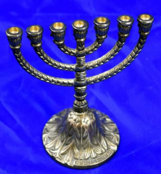 7armiger Kerzenleuchter Menorah Davidleuchter Messing Menora Jerusalem Andenken Bild