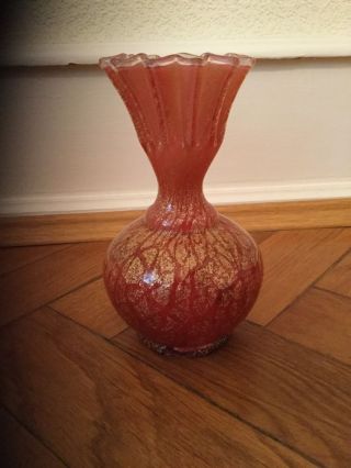 Vase Murano Glas Rot Gold Bild
