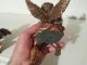 Antikn2 Engel Holz Fein Geschnitzt Reich Vergoldet Mit Trompete 22cm 1950-1999 Bild 10