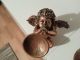 Antikn2 Engel Holz Fein Geschnitzt Reich Vergoldet Mit Trompete 22cm 1950-1999 Bild 8