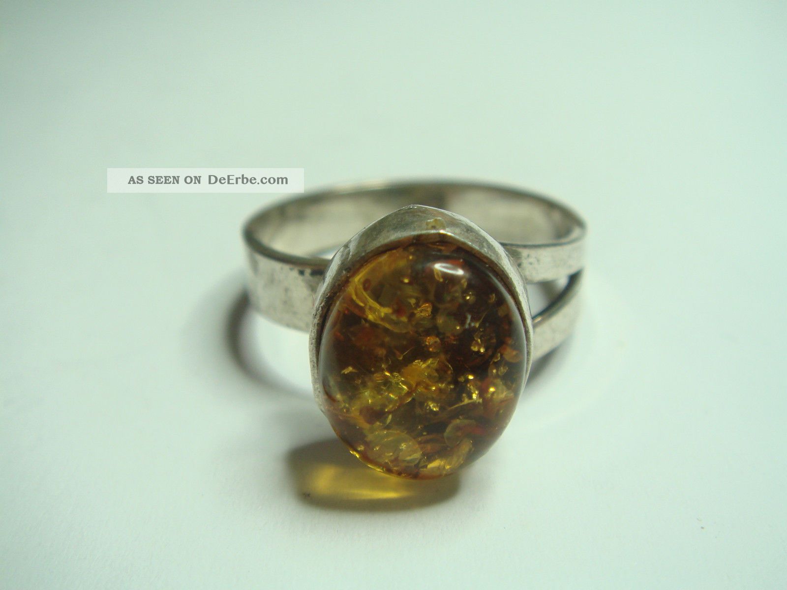 566 Antiker Verstellbarer Vintage Ring Echt Silber 925 Mit Bernstein Amber 1950 Ringe Bild
