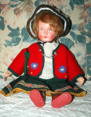 Süsse Alte Mädchenpuppe - Puppe Aus Papiermaschee - 40cm Bild