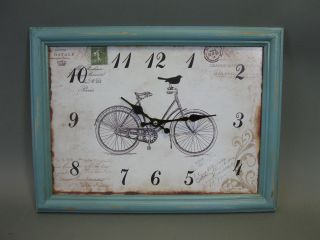 Große Wanduhr 40 Cm X 30cm Nostalgie Uhr Antikstil Fahrrad Bild