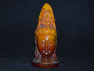 Altes Amber Skulptur Buddha Bodhisattva Kwan - Yin Statue 19.  Jhd Bild