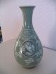 China Seladon Tischvase Vase Kunst Keramik Kraniche Grün Signiert 20jh. Entstehungszeit nach 1945 Bild 1