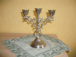 Antiker Kerzenständer / Leuchter 3 - Armig Versilbert Bild