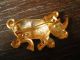 Traum Vintage Brosche Niedliches Nashorn Gold Strass 80er Jahre Modeschmuck Broschen Bild 1
