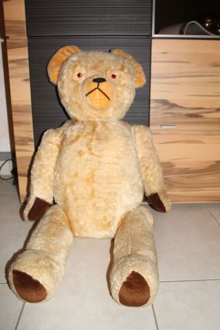 Alter Teddy,  Teddybär (sonneberg Teddy ??) Ca.  90 Cm,  Mit Brummstimme Bild