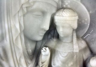Art Deko Jugendstil Bildhauerarbeit Relief Alabaster Maria Mit Jesuskind 1910 Bild