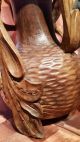 Aussergewöhnliche Gr.  Vase Holz Massiv Schnitzerei Vogel Blume H 31cm - Ge.  2.  305 Holzarbeiten Bild 2