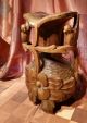 Aussergewöhnliche Gr.  Vase Holz Massiv Schnitzerei Vogel Blume H 31cm - Ge.  2.  305 Holzarbeiten Bild 7