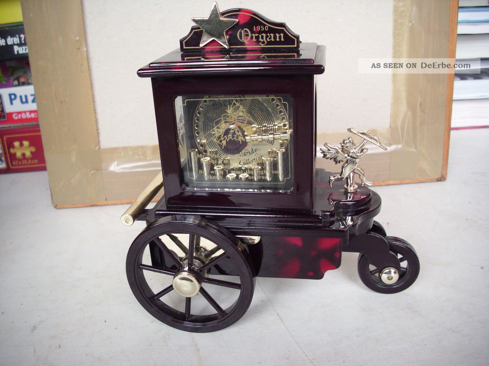 Spieluhr Wagen Orgelwagen Organ 1950 Sammler Deko Geschenk Mechanische Musik Bild
