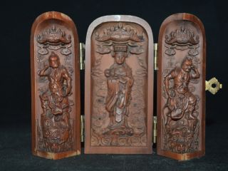 Altes Tempel Buchsbaum Holz,  Boxwood,  Schrein,  Altar,  Kwan - Yin Bodhisattva 18.  Jhd Bild