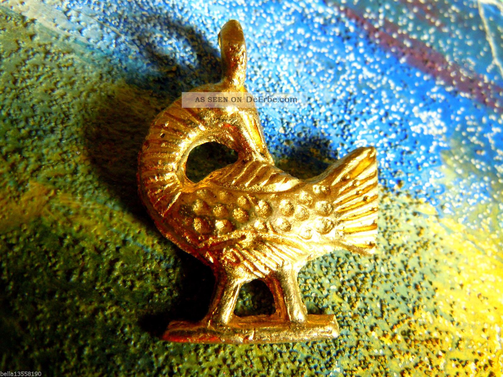 Neue Ashanti Afrikanische Akofa - Vogel Bronze - Anhänger - Handmade - Ca.  27x32mm Entstehungszeit nach 1945 Bild