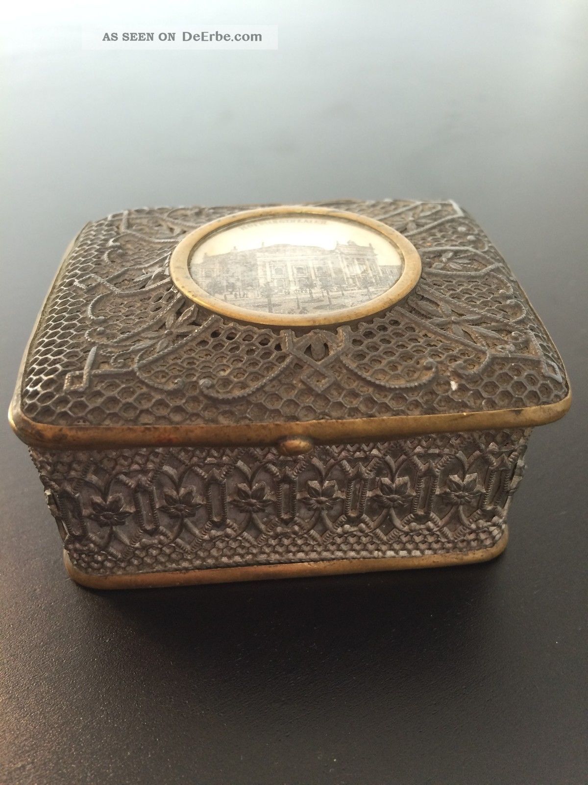 Wiener Souvenir Dose Hofburgtheater Vor 1900 Rel. Andenken & Mitbringsel Bild