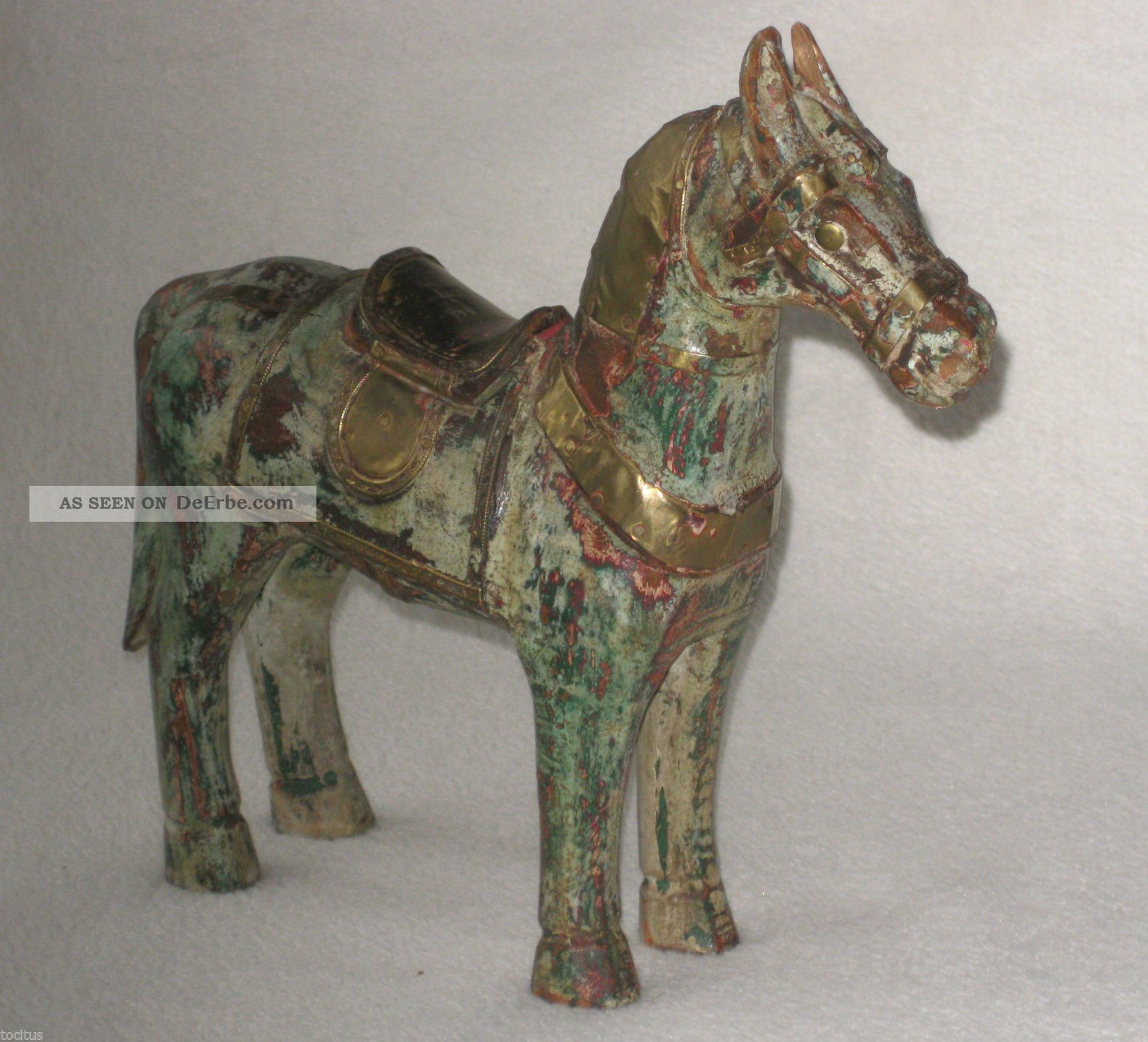Pferd Aus Holz Mit Messingbeschlag Handarbeit 23 Cm Hoch Holzarbeiten Bild