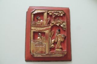 Antike Holz - Schnitzerei - China /teilweise Vergoldet 19jh.  H:25cm. Bild