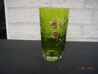 Kristall - Römer,  Handgeschliffen,  Bleikristall,  Wasserglas Grün,  Römerglas Bild