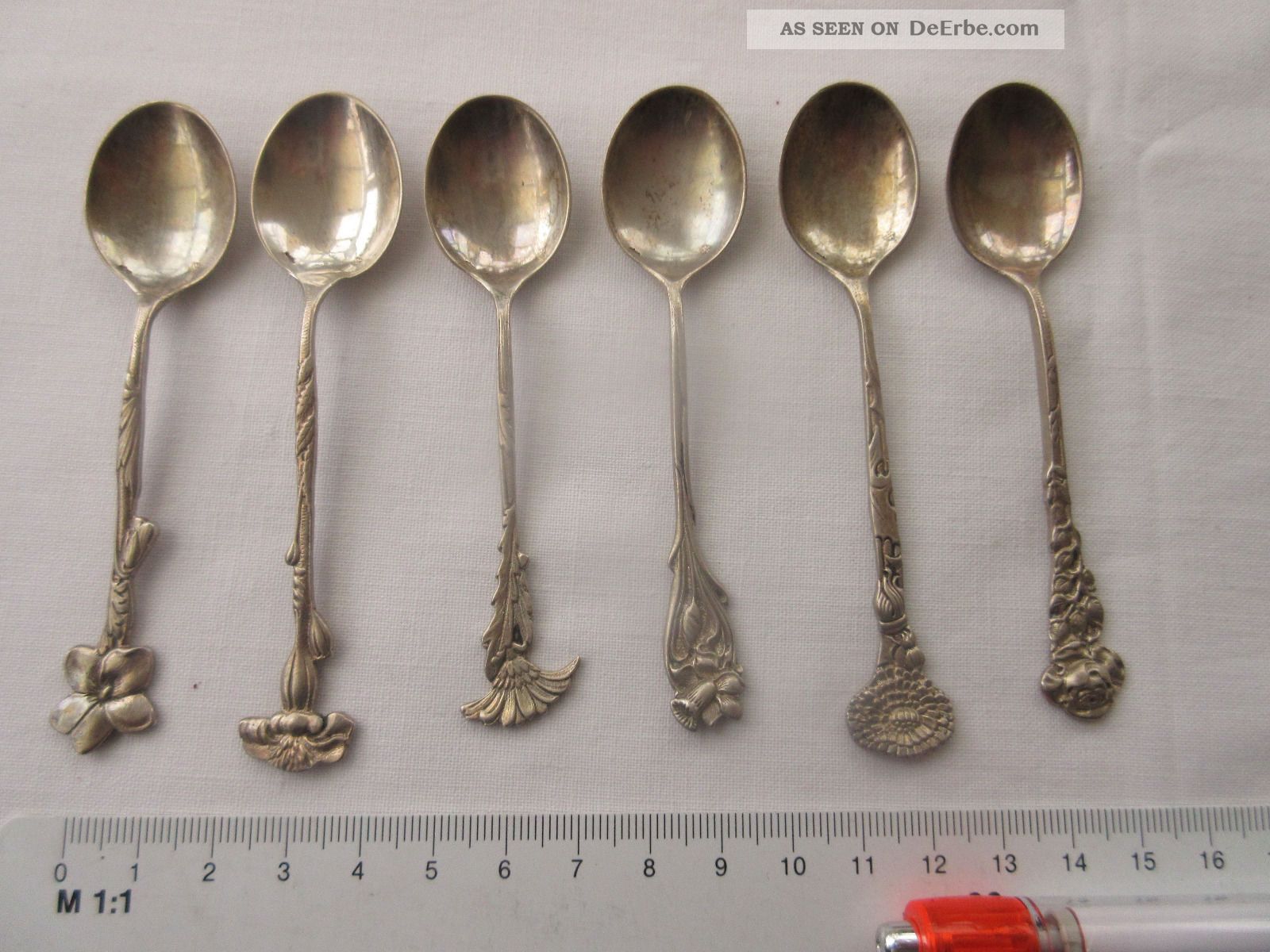 6 Silberne Mokkalöffel,  Sehr Graziel,  Kaum,  Aus Gräflicher Küche Objekte vor 1945 Bild