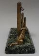 Um 1880/1910: Seltener Taschenuhrenständer,  Bronze & Marmor,  Hund Am Zaun Taschenuhren Bild 3