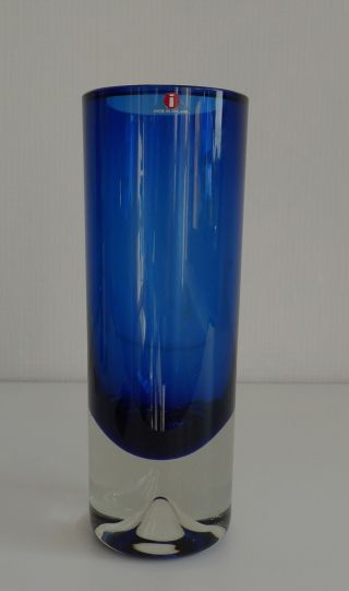 Designer Vase By Erkki Vesanto Littala Finnland Skandinavien Art Glass Blue 60 ' S Bild
