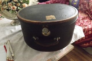 Antike Große Hutschachtel Mit Griff,  Koffer,  Vintage,  Leder Bild