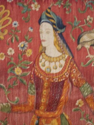 Mittelalter Dame Einhorn Gefühl Tapisserie Wandbehang Wandteppich Gobelin Bild