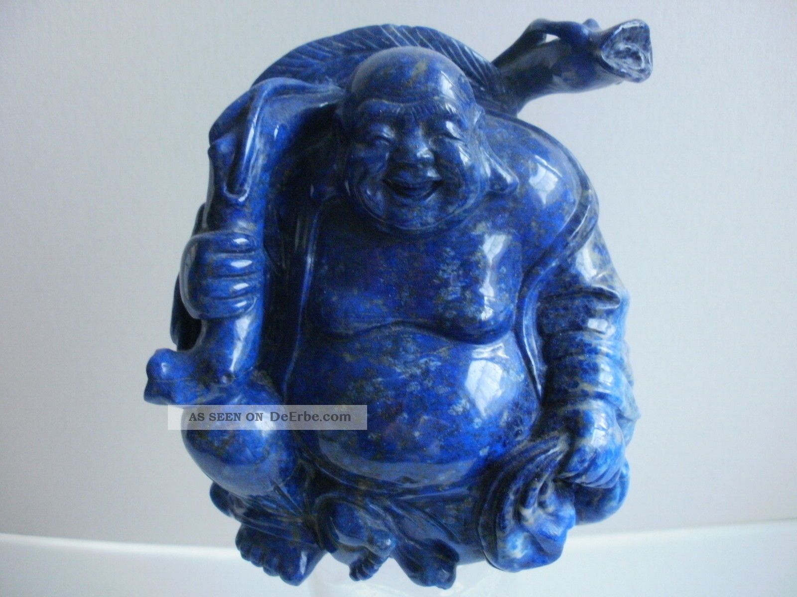 Rarität China 19.  Jh.  - Großer 1,  1 Kilo Massiv Lapis Lazuli Buddha Mit Zepter Asiatika: China Bild