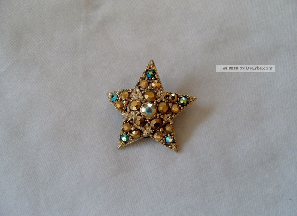 Besondere 50er Jahre Weihnachten Stern Brosche Glas Aurora Borealis Usa Broschen Bild