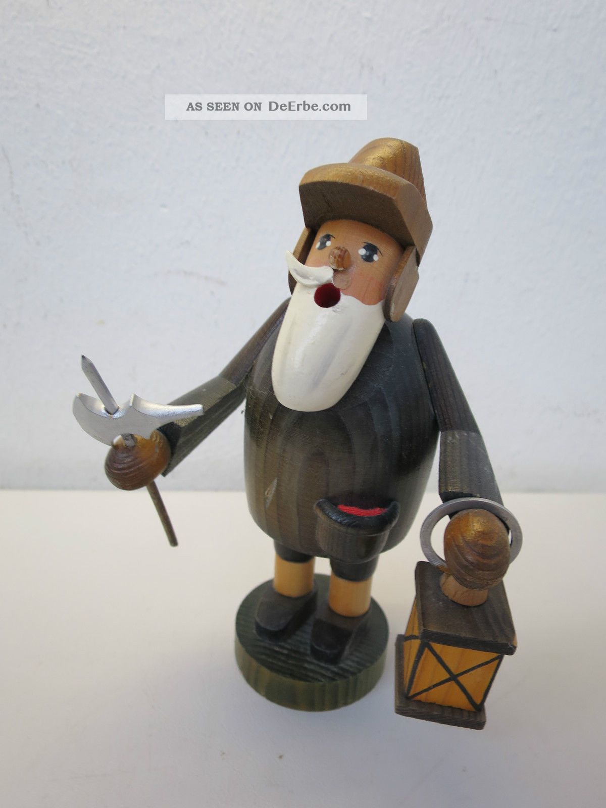 Aa53) Figur Aus Holz Stehender Mann Mit Laterne Dekoration Wohnen 1950-1999 Bild