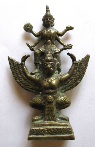 Alte Bronze,  Ca.  1960,  4armiger Buddha Mit Lotushut Auf Den Schwingen Des Garuda Bild