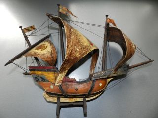 Schönes Altes Schiffsmodell Segelschiff Holz Standmodell Bild