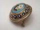 Jugendstil Mini Brosche Rund 800 Silber Vergoldet Mikromosaik Blumen Ø18mm 3,  4 G Broschen Bild 5