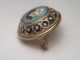 Jugendstil Mini Brosche Rund 800 Silber Vergoldet Mikromosaik Blumen Ø18mm 3,  4 G Broschen Bild 7