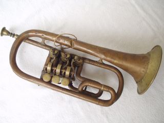 Sehr Alte Messing - Trompete Markiert Mit Einwandfreier Funktion Zum Richten Bild