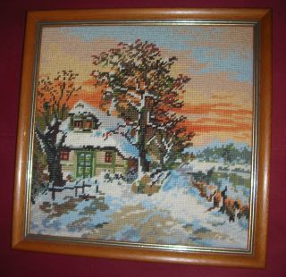 4 Jahreszeiten Gobelinbild Gobelin Winter Mit Holzrahmen Bild