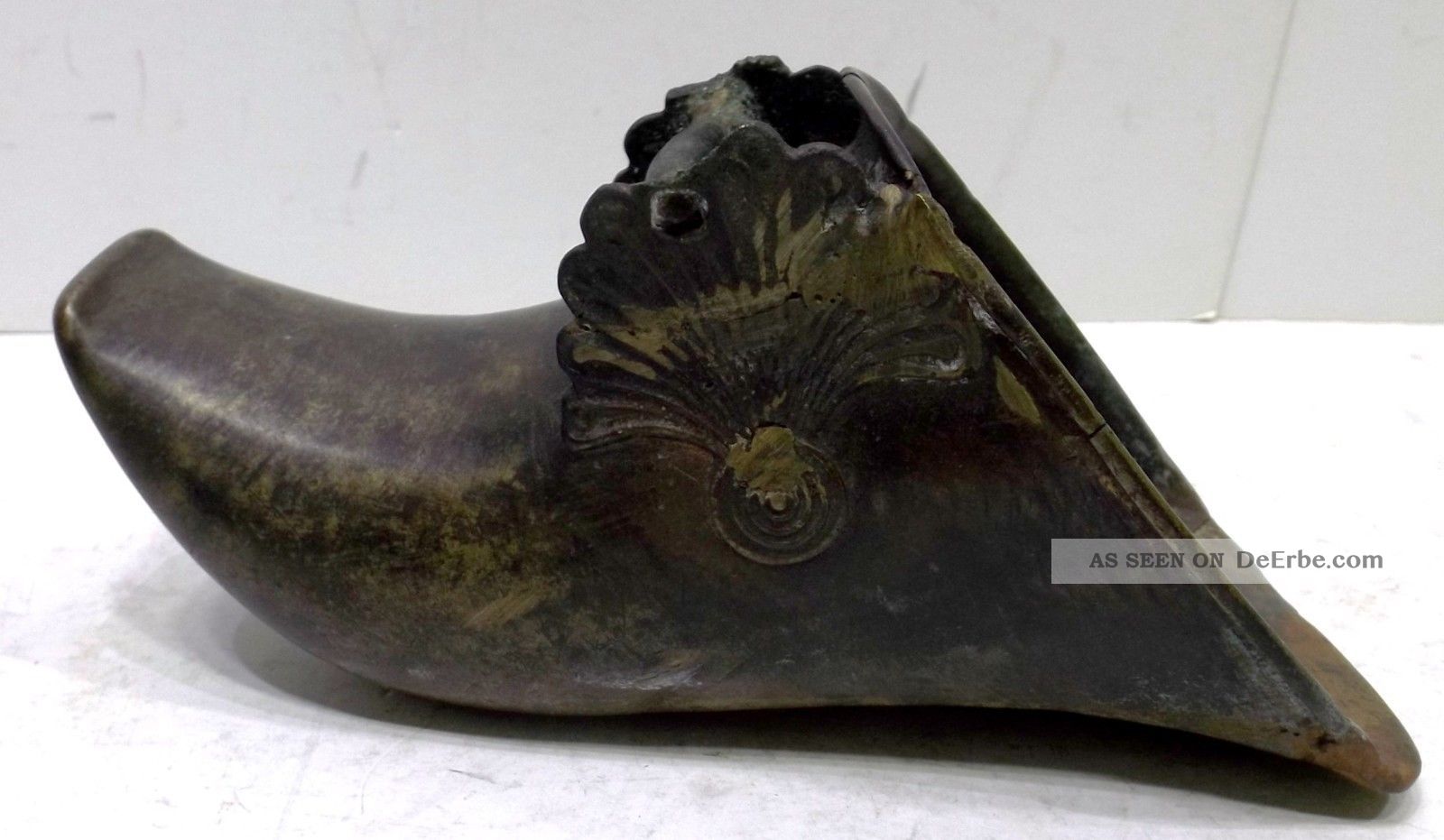 Alter Einzelner Verzierter Conquistador Spanischer Reitschuh Aus Messing Messing Bild