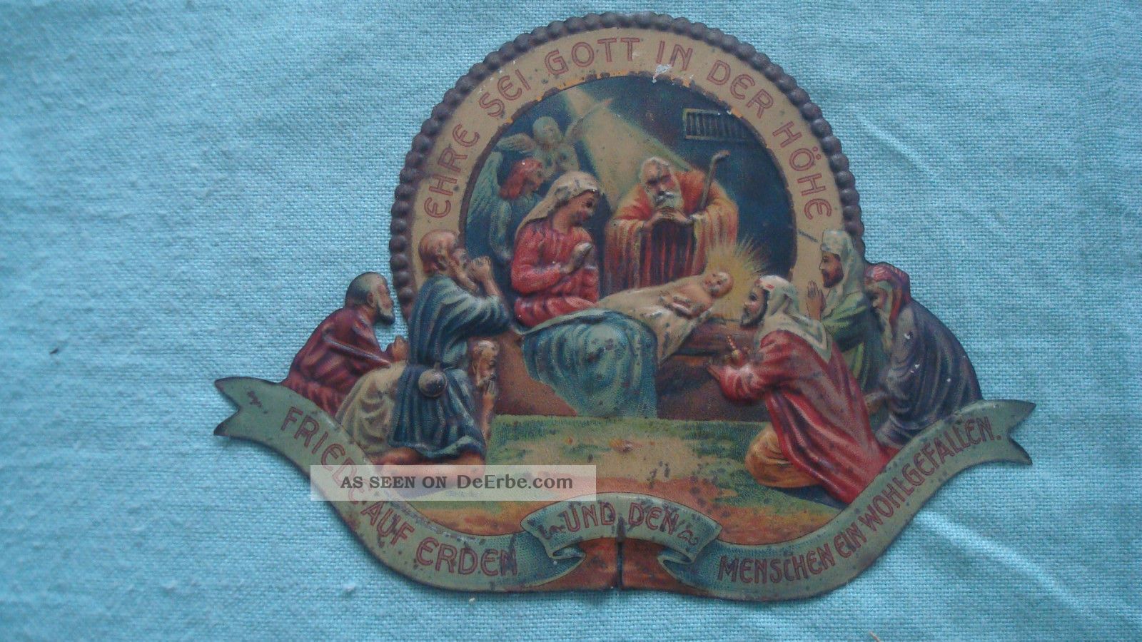 Alte Blechweihnachtskrippe Als Aufsteller Um 1920 - 1930 Krippen & Krippenfiguren Bild