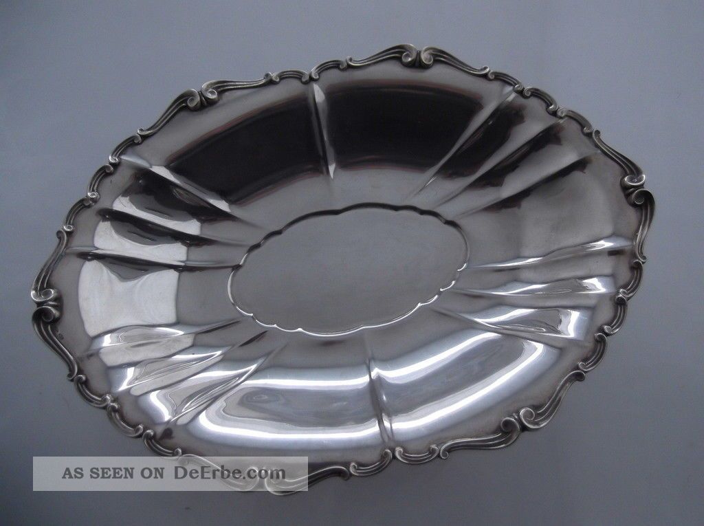 Silber 800 Große Schale 340 G Italien Um 1960 Wunderschön Sehr Elegant Objekte nach 1945 Bild