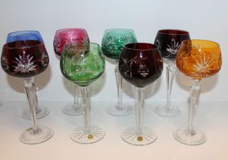 8 Römer Römergläser Weinrömer Weinglas Bleikristall Traube Bunt Mängelfrei Bild