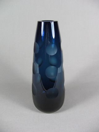 Vase Kristall Friedrich Glas Blau Dots Schliff Dickwandig 19,  5cmh 70er 60er Bild