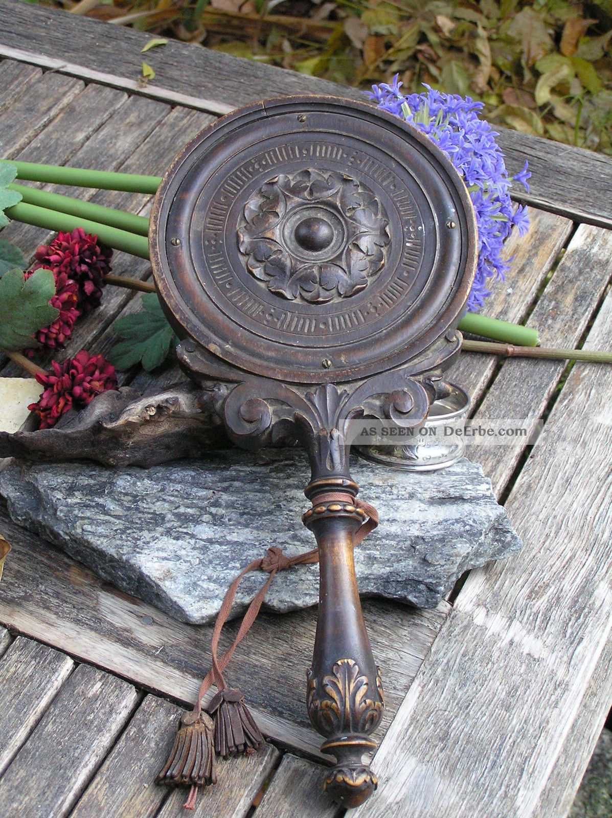 Alter Spiegel Handspiegel Holzarbeit Damen Accessoires Vintage Deko Vor 1900 Antike Originale vor 1945 Bild