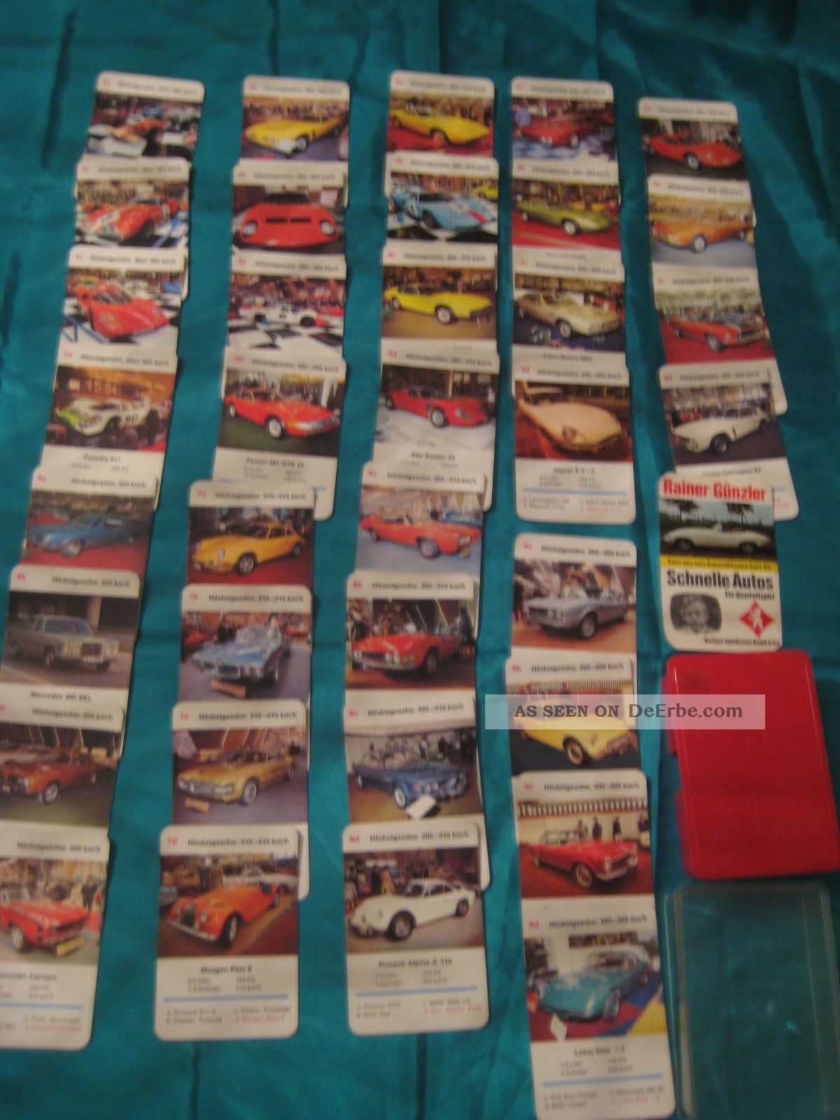 Quartett Schnelle Autos 1969 Rainer Günzler Komplett Ohne Deckblatt Gefertigt nach 1945 Bild