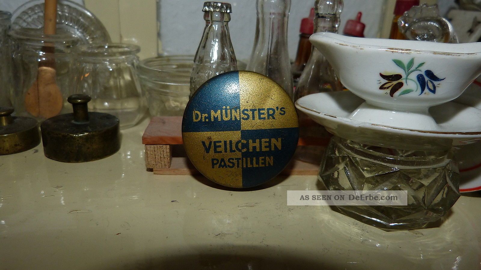 1930/40 Blech Dose Kaufladen Blechdose Dr.  Münster Veilchen Pastillen Alt Vintag Kaufmannsläden & Zubehör Bild