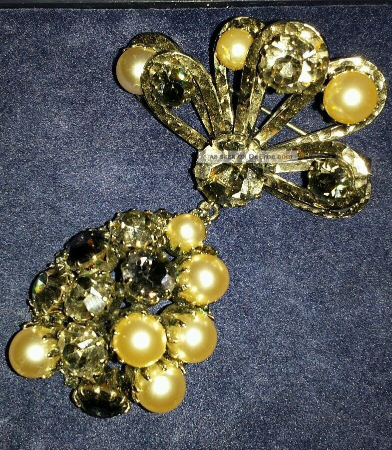 Brosche Silber Farben Strasssteine Perlen Schmuck Sehr Edel Weihnachten Geschenk Broschen Bild