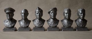 6 Generale Bust Metal - Stahl 20cm Monty,  Patton,  Macarthur,  Rommel,  Zhukov Bild